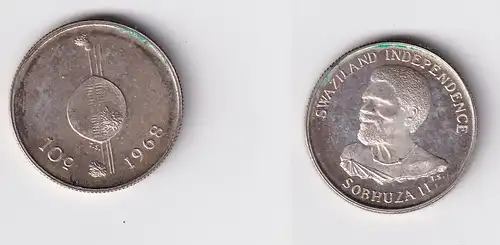 10 Cents Silber Münze Swasiland 1968 UNC Stgl. (151698)