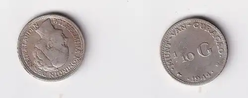 1/10 Gulden Silber Münze Niederländisch Curacao 1944 ss (155450)