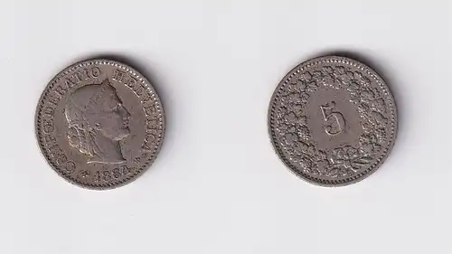 5 Rappen Nickel Münze Schweiz 1884 B ss (156733)