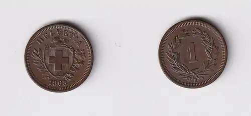 1 Rappen Kupfer Münze Schweiz 1863 B vz (159482)