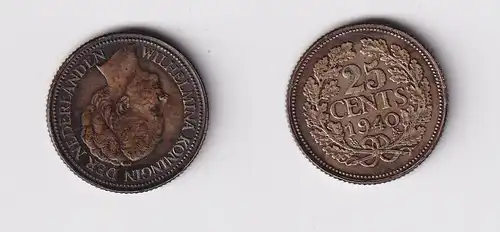 25 Cent Silber Münze Niederlande 1940 ss +(150877)