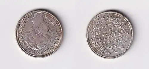 25 Cent Silber Münze Niederlande 1928 ss +(151049)