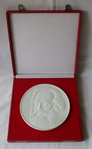 Meissner Porzellan Medaille Personenmedaille Karl Marx Ø 15 cm im Etui (163523)