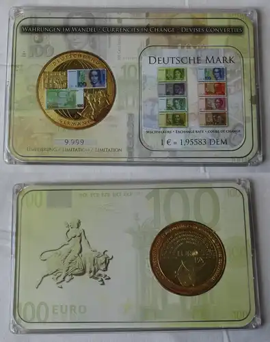 Deutschland Währungen im Wandel Medaille Deutsche Mark Euro 9.999 Limit (140322)