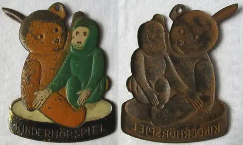 rares DDR ? Blech Abzeichen "Kinderhörspiel" Teddy und Affe (144732)