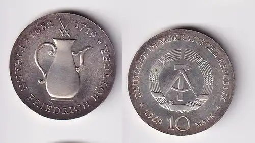 DDR Gedenk Silber Münze 10 Mark Johann Friedrich Böttger 1969 Stgl. (139506)