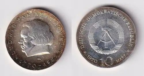 DDR Gedenk Silber Münze 10 Mark Ludwig van Beethoven 1970 (137832)