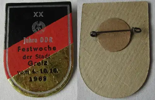 rares DDR Papp Abzeichen 29 Jahre DDR Festwoche der Stadt Greiz 1969 (146507)
