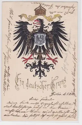904063 Adler Präge Ak Lithographie Ein deutscher Gruss 1900