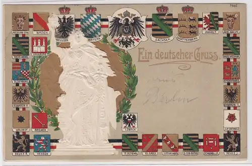904073 Wappen Präge Ak Lithographie Ein deutscher Gruss 1908