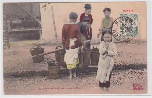 902310 Ak Tonkin Frauen als Wasserträgerinnenfranzösisch Indo China Vietnam 1908