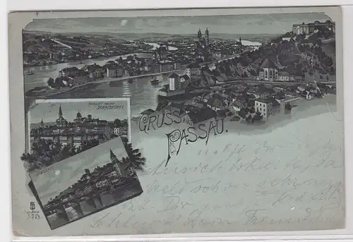 902494 Mondscheinkarte Gruß aus Passau 1898