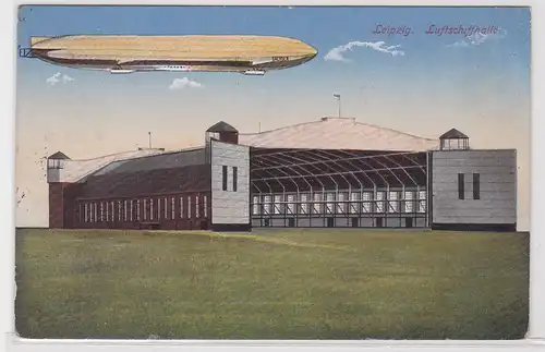 903838 Feldpost Ak Leipzig Zeppelin über Luftschiffhalle 1917