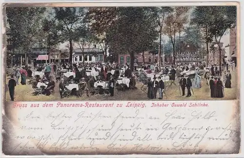 902507 Ak Gruß aus dem Panorama Restaurant Leipzig 1909