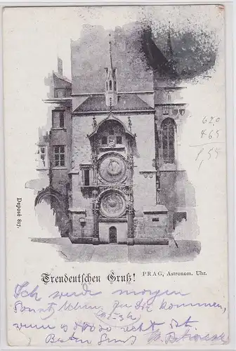 903430 Ak Treudeutschen Gruß! Prag astronomische Uhr 1898