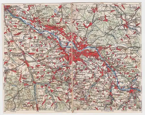902682 Klapp Landkarten Ak Wona-Karte Dresden, Meißen, Pirna usw.