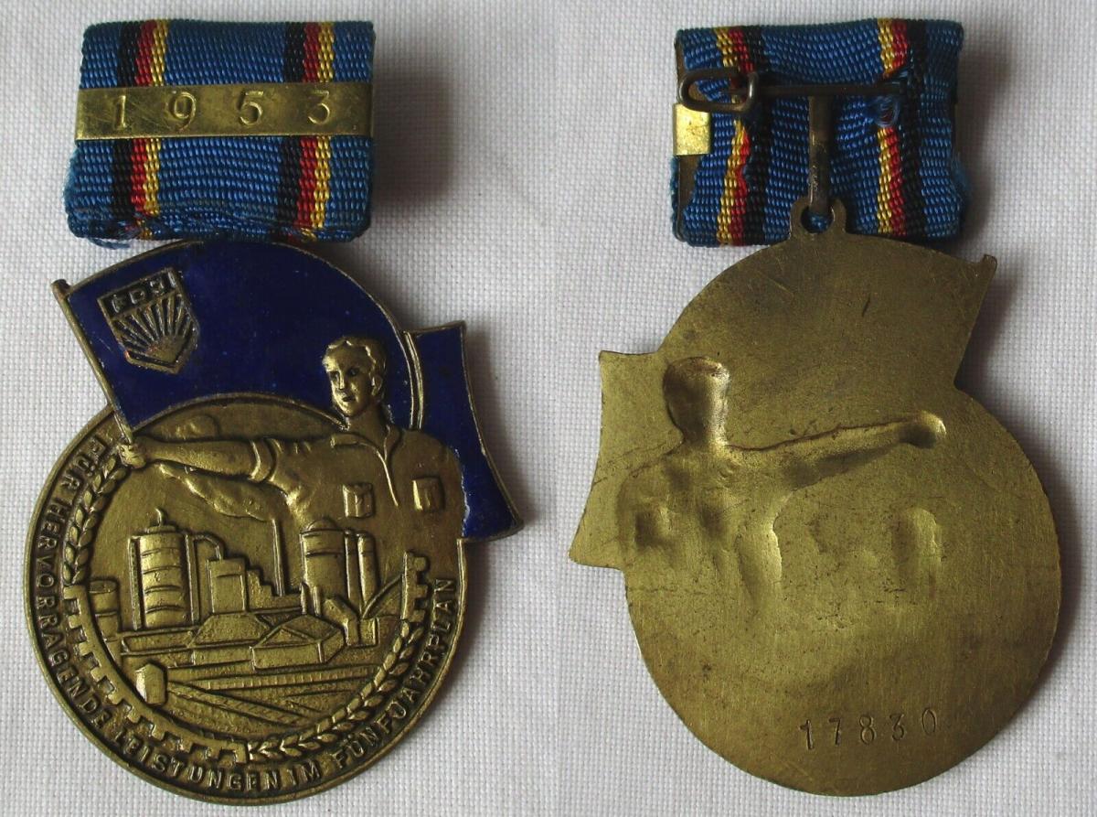 DDR Medaille für hervorragende Leistungen im Fünfjahrplan 1953 FDJ (101324) Nr. 334909825330 ...