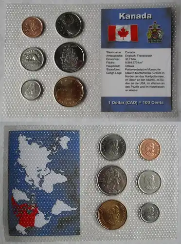 Kursmünzsatz KMS Kanada 6 Münzen 1 Cent - 1 Dollar 2002 - 2005 Blister (163373)