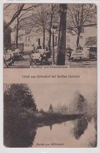 21991 Ak Gruß aus Meinsdorf bei Roßlau (Anhalt) Gasthof zum Eichenkranz