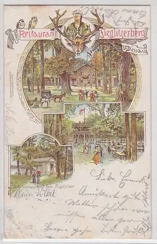 38276 Ak Lithographie Restaurant Sieglitzerberg bei Dessau 1900