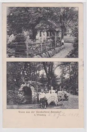 82496 Ak Gruß aus der Weinkelterei Reinsdorf bei Wittenberg 1907