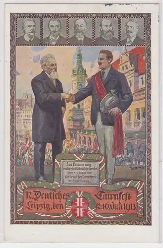 902877 Ak XII.Deutsches Turnfest zu Leipzig 1913 Herz und Hand dem Vaterland!