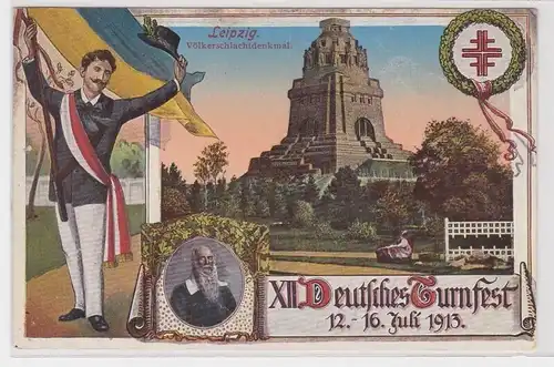 902874 Ak XII.Deutsches Turnfest zu Leipzig 1913 Völkerschlachtdenkmal