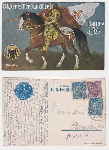 902753 Ak 13. Deutsches Turnfest München 1923 - Reiter mit goldener Rüstung