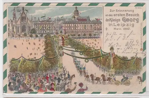 902876 Ak Zur Erinnerung an 1. Besuch Sr. Maj. Georg von Sachsen in Leipzig 1902