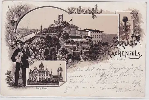 904077 Ak Lithographie Gruß vom Drachenfels 1894