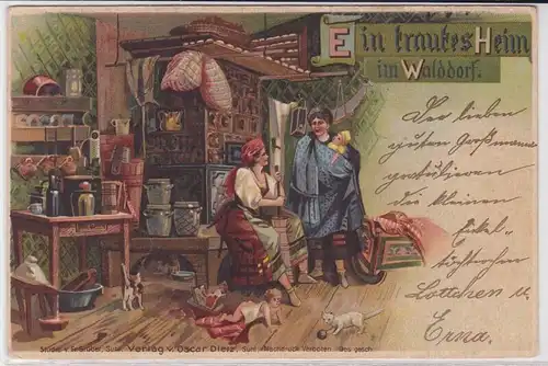 902365 Ak Lithographie Ein trautes Heim im Walddorf 1902