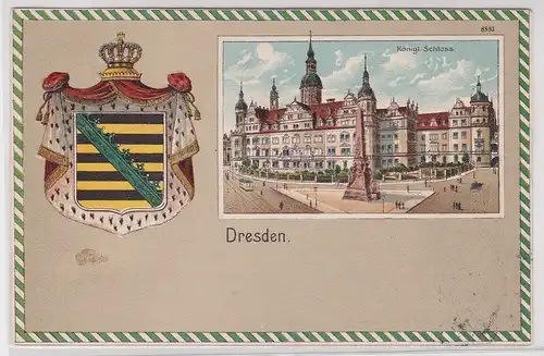 904065 Wappen Präge Ak Dresden königliches Schloss 1907