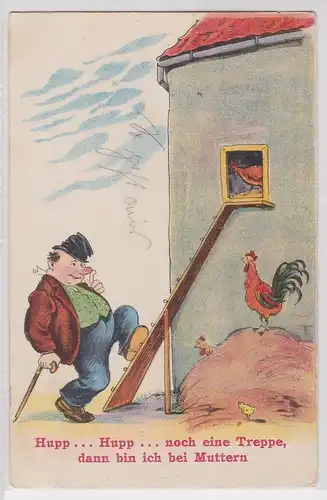 902175 Humor Ak "Hupp... noch eine Treppe, dann bin ich bei Muttern" um 1920