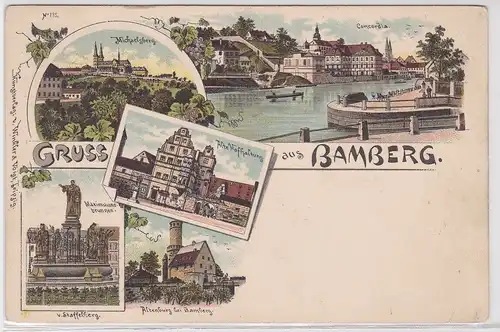 04054 Ak Lithographie Gruß aus Bamberg Altenburg, Concordia usw. um 1900