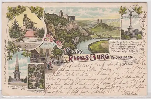 30574 Künstler AK Bruno Bürger Leipzig No. 438 Gruss von der Rudelsburg 1897