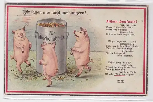 04657 Patriotika Humor Ak "Wir lassen uns nicht aushungern!" 1915