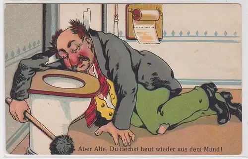 43478Humor Ak "Aber Alte, Du riechst heut wieder aus dem Mund!" um 1920