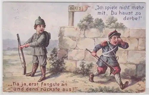 26350 Militär Humor Ak Deutschland und Frankreich im 1.Weltkrieg