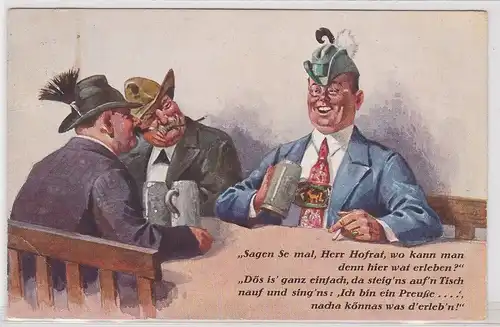 77916 Humor Ak   Bayern im Lokal erzählen Preussen Witz 1935