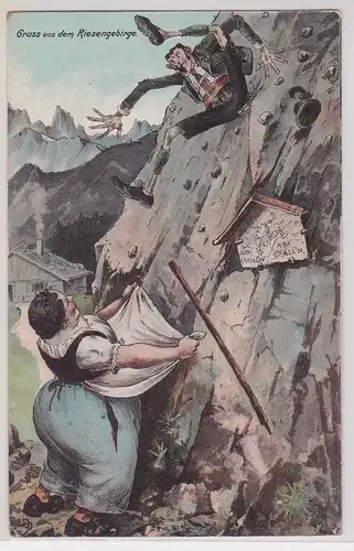 77334 Humor Ak Gruß aus dem Riesengebirge 1906