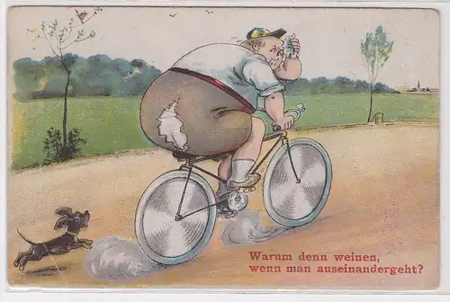 53508 Humor Ak "Warum den weinen, wenn man auseinandergeht?" um 1910