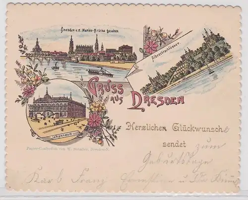 61248 Ak Lithografie Gruss aus Dresden Johanneum usw. um 1900