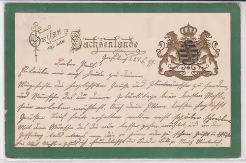 62373 Wappen AK Gruss aus dem Sachsenlande 1899