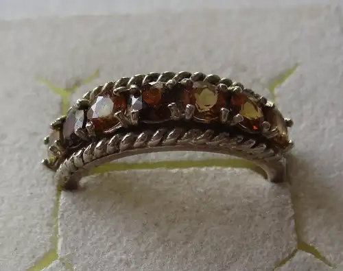 hochwertiger 925er Sterling Silber Ring mit braunen Edelsteinen (104646)