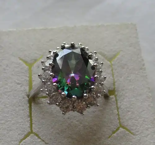 hochwertiger 925er Sterling Silber Ring mit mehrfarbigem Edelstein (117806)