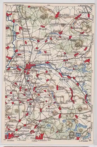 903355 Landkarten Ak Wona-Karte C Großenhain, Weinböhla, Frauwalde usw.