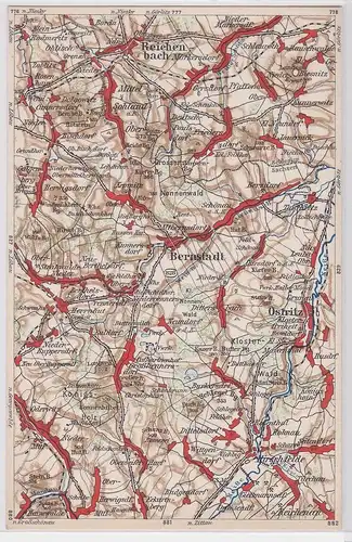 903458 Landkarten Ak Wona-Karte Reichenbach, Bernstadt, Ostritz, Hirschfeld usw.