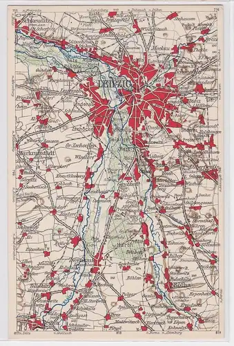 903349 Landkarten Ak Wona-Karte C Leipzig, Markranstädt, Rötha usw.