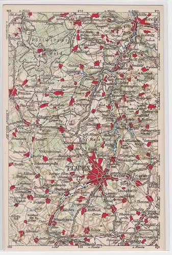 903476 Landkarten Ak Wona-Karte D Plauen, Greiz, Pausa, Syrau usw.