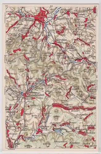 903479 Landkarten Ak Wona-Karte C Zittau, Grottau, Deutsch Gabel usw.